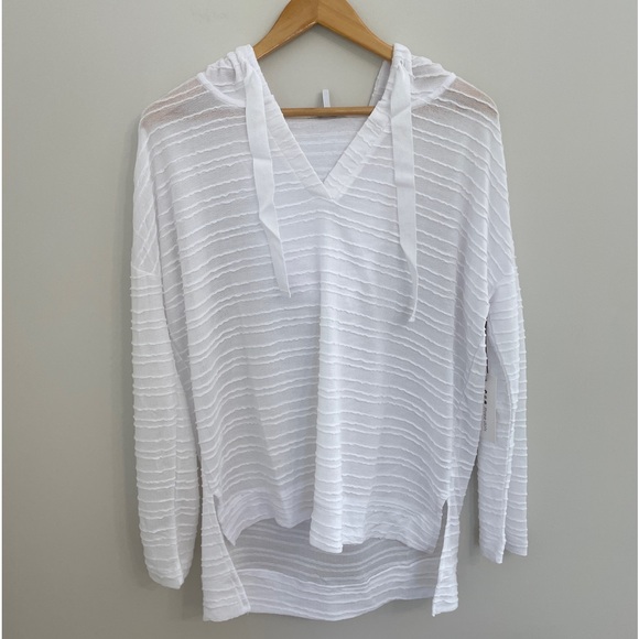 NWT Lightweight Hacci Hoodie Sweater White - Picture 5 of 10